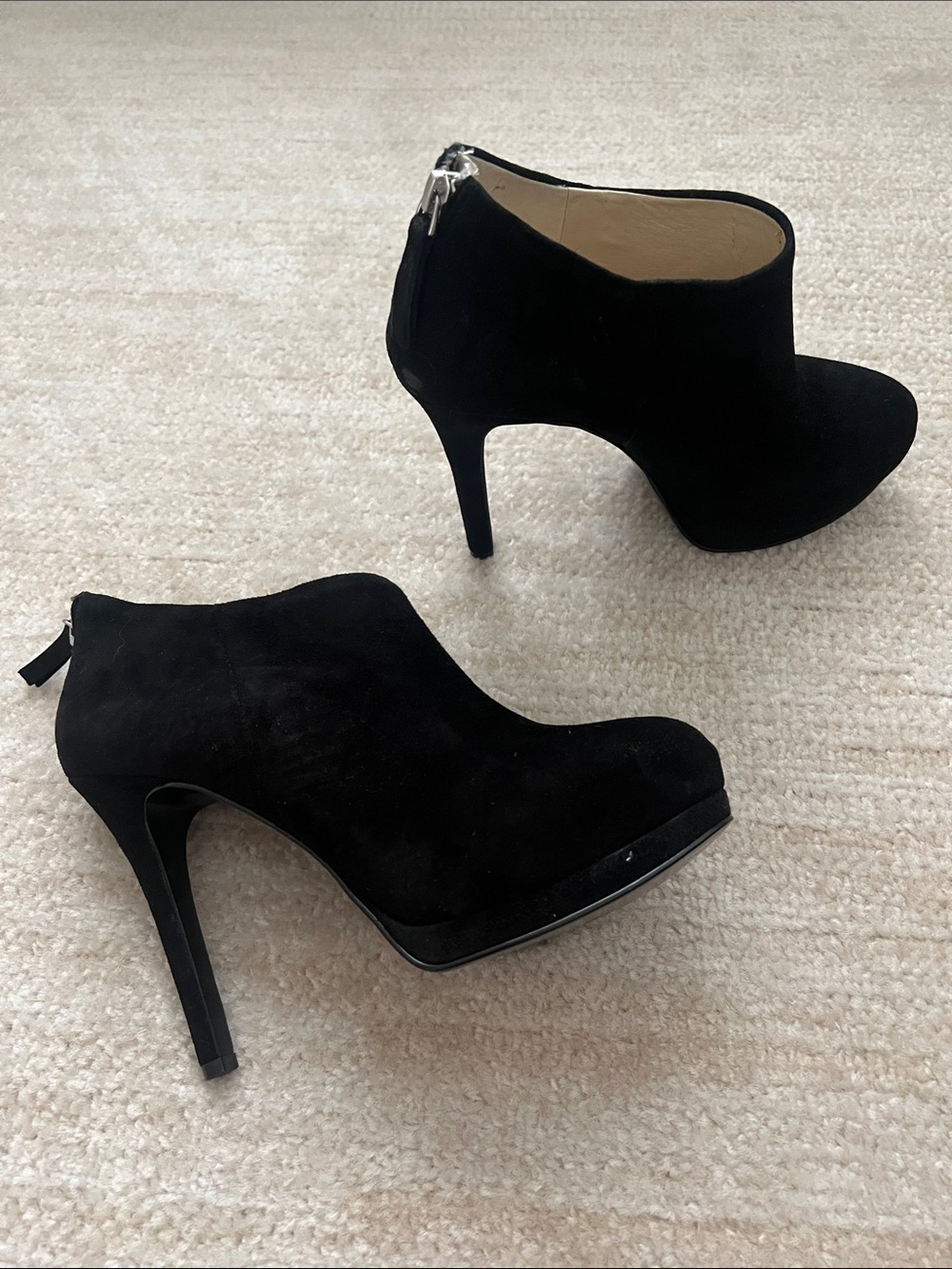 Nine West Black Suede High Heel Ankle Booties